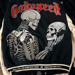 Godspeed Black and White Skeleton Bomber Jacket